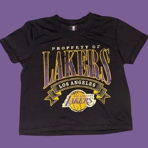 NBA Vintage Inspired Los Angeles Lakers Cropped Top Women’s T Shirt Size Large